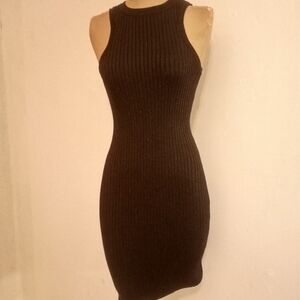 Noli Shimmering Black Turtleneck Sweater Dress Bodycon